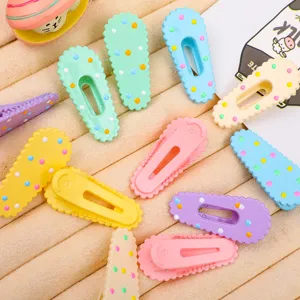 Cute colorful polka dot acrylic hair clips sweet candy color side hair accessories.