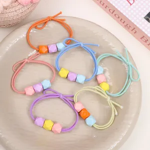 Candy color geometric hair ties, cute elastic hair ropes for kids, daily sweet hair accessories.