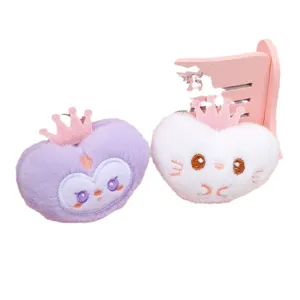 Cute plush heart keychain pendant with crown, soft toy backpack charm for gifts and accessories.
