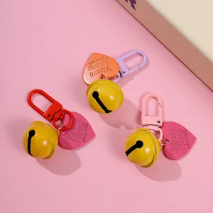 Cute painted colorful heart bell keychain pendant for bag phone case headphone case accessory