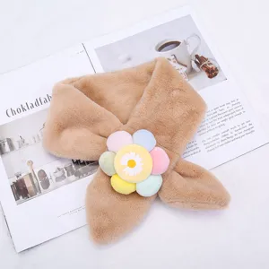 Scaldacollo in peluche per bambini inverno caldo sciarpa carino girasole colorato design marrone