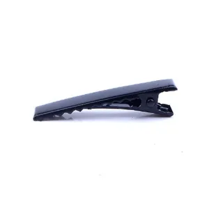 Black metal hair clip detail view, solid spring duckbill hairpin for daily hair styling.