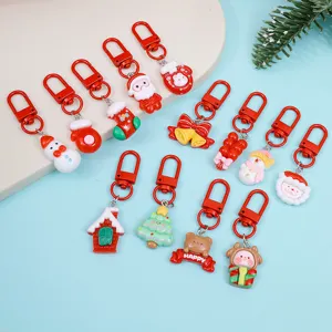 Christmas Tree Santa Elk Resin Keychain Cute Cartoon Holiday Gift Bag Pendant Key Ring Accessories For Women Men