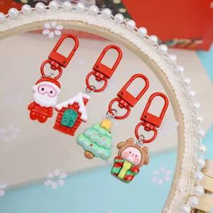 Christmas keychain set cute resin holiday bag charms decorative accessories for festive gifts