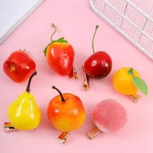 Cute Simulated Fruit Resin Duckbill Hair Clips Strawberry Cherry Pear Apple Hair Accessories For Women