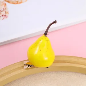 Cute 3D simulated yellow pear hair clip, funny mini fruit duckbill hair accessory.