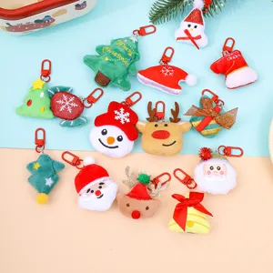 Christmas Plush Keychain Cute Santa Claus Snowman Elk Christmas Tree Stuffed Pendant Holiday Gift Party Accessory