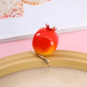 Cute 3D simulated pomegranate duckbill hair clip, fun mini fruit design for sweet daily wear.