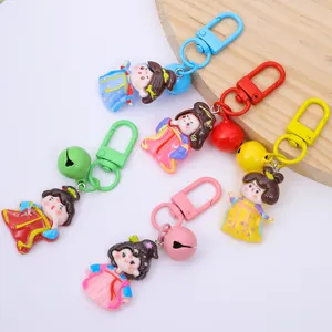 Cute Cartoon Chinese Style Tang Suit Princess Resin Bell Keychain Bag Pendant Girl Fashion Jewelry Gift