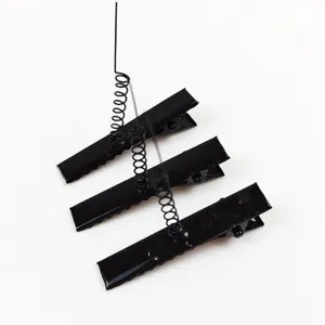 Black metal hair clips set, professional styling duckbill clip with spring design for daily hair styling.