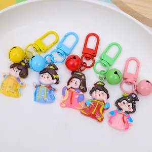 Cute Chinese style Tang suit princess resin keychain colorful bell bag pendant gift!