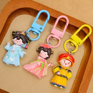 Cute cartoon Chinese ancient court character resin keychain DIY accessories set.