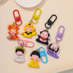 Mignon Version Q Voyage en Occident Porte-clés en Résine Cartoon DIY Accessoires Pendentif de Sac Fait Main