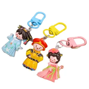Cute Chinese style palace character resin keychains DIY handmade mobile phone case accessories.