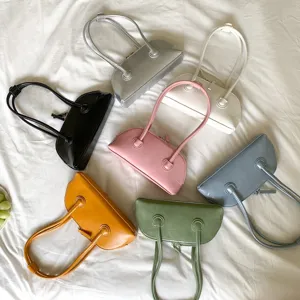 Multicolor underarm shoulder bag stylish baguette bag casual daily PU leather handbag for women