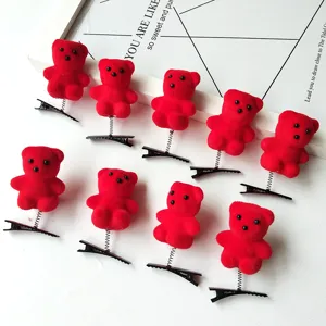 Jolies pinces à cheveux ressort en peluche rouge pour enfants, accessoires mignons.