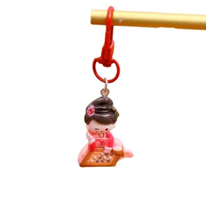 Tang style ancient Chinese girl keychain cute cartoon resin pendant bag accessory gift