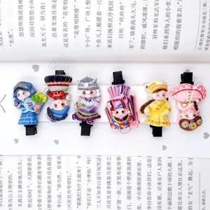 Cartoon DIY Kunstharz Minderheit Maedchen Haarspangen 6er Set niedlicher Haarschmuck