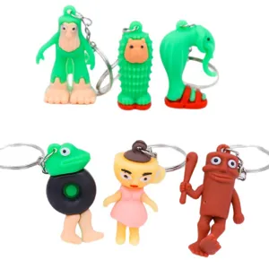 Grappige abstracte cartoon siliconen sleutelhangers set, creatieve tas hanger en accessoire.