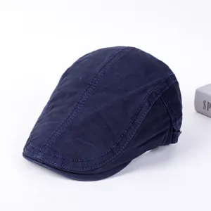 Gorra plana de algodón azul oscuro para hombre, sombrero duckbill clásico liso para exteriores.