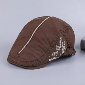 Men's Vintage Cotton Flat Cap British Style Casual Newsboy Beret Hat Brown Streetwear