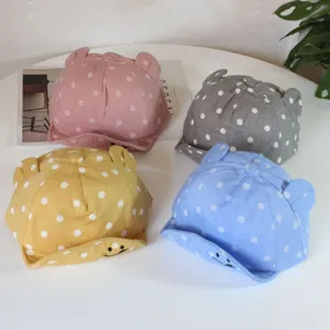 Baby Cotton Baseball Cap Cute Smile Embroidery Polka Dot Soft Brim Sun Hat For Infant Toddler Kids Spring Summer