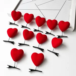 Pinces a cheveux ressort coeur rouge enfants adorables epingles en peluche accessoires mode
