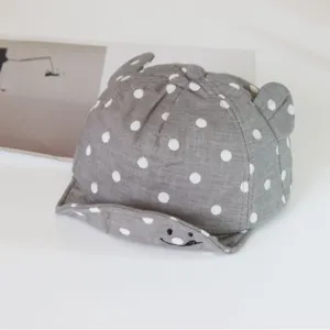 Cute infant baby baseball cap with polka dots soft brim toddler cute animal ears hat