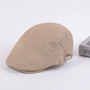 Men's khaki cotton ivy cap casual flat beret stylish autumn spring duckbill hat for men