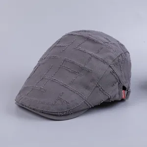 Stylish Men's Cotton Duckbill Ivy Flat Cap Casual Retro Beret Hat Grey Fashion
