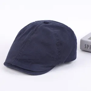 Men's Classic Cotton Flat Cap British Style Casual Beret Duckbill Hat Spring Autumn