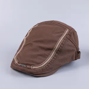 Men's vintage cotton flat cap casual newsboy hat stylish retro ivy beret for daily wear.