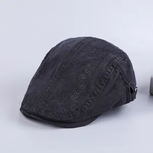 Men's cotton casual flat cap spring autumn british style vintage duckbill newsboy hat detail view
