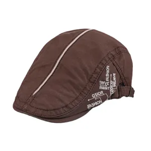 Men cotton flat cap British retro ivy hat casual fashion brown beret daily streetwear