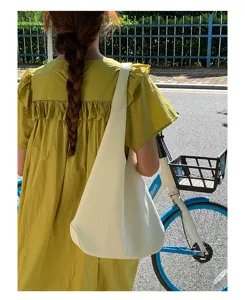 minimalist white soft leather shoulder bag casual large capacity hobo tote for women summer