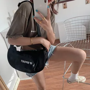 Borsa a mezzaluna in nylon impermeabile da donna, borsa a tracolla casual per uso quotidiano.