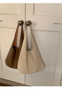 Minimalist soft leather shoulder bag casual slouchy hobo tote bag daily stylish purse.