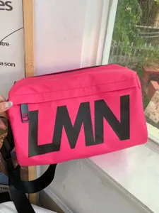 Trendy pink waterproof pillow shoulder bag with large letters casual crossbody bag for daily use