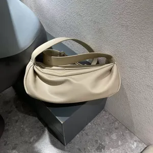 Women stylish soft pleated shoulder bag casual wide strap crossbody handbag trendy chic purse