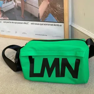 Green waterproof letter print crossbody pillow bag trendy casual shoulder bag