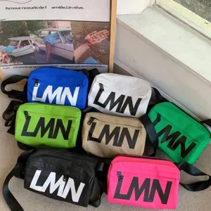 Trendy waterproof crossbody bag with large letter print, casual pillow shoulder bag for women.