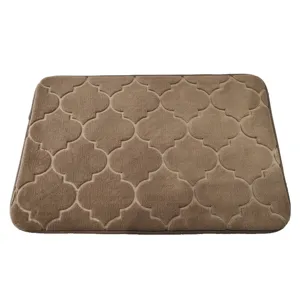Memory foam bathroom floor mat with soft plush surface and non-slip backing for home use.