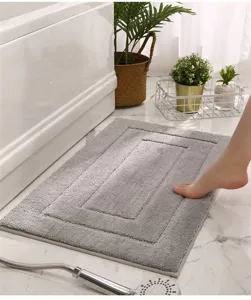 Grey bathroom floor mat non-slip absorbent thick rug for home use toilet shower room decor