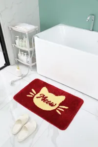 Lindo felpudo de baño jacquard de dibujos animados, suave y antideslizante para el hogar.