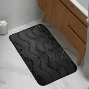 Tappetino da bagno antiscivolo con motivo a onde grigio scuro in memory foam assorbente per camera