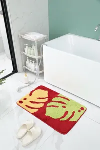 Alfombra de baño bonita de hoja de dibujos animados antideslizante absorbente para hogar