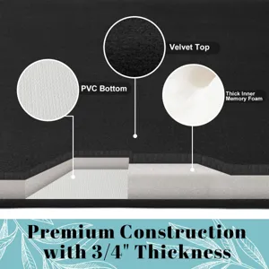 Detail view of the memory foam floor mat showing multi-layer construction, velvet top and PVC.