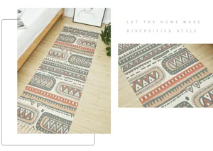 Nordischer Baumwolle Leinen Läufer Teppich boho geometrische Fußmatte Nachttisch