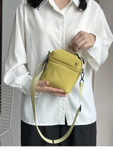 Small yellow crossbody bag casual zipper phone bag lightweight minimalist shoulder handbag