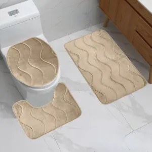 Set tappeti bagno 3 pezzi antiscivolo assorbente copriwater tappeto contorno e pavimento